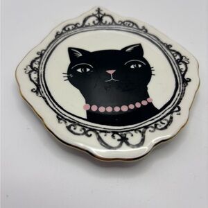 Chasing Lola Fancy Black Cat Trinket Dish Ceramic Vanity Decor